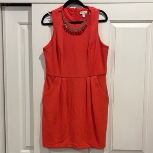 Elegant Coral Sleeveless Dress